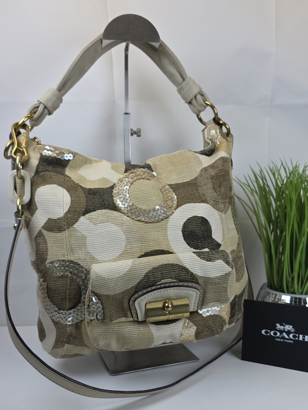 Coach Y2K Kristin Graphic Op Art Hobo Shoulder Bag Crossbody Sequins